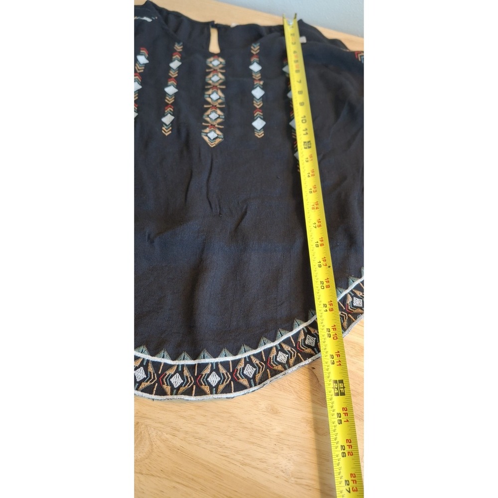 Lush Embroidered Boho Blouse Womens L Black Southwestern Long Sleeve Top - Picture 12 of 12